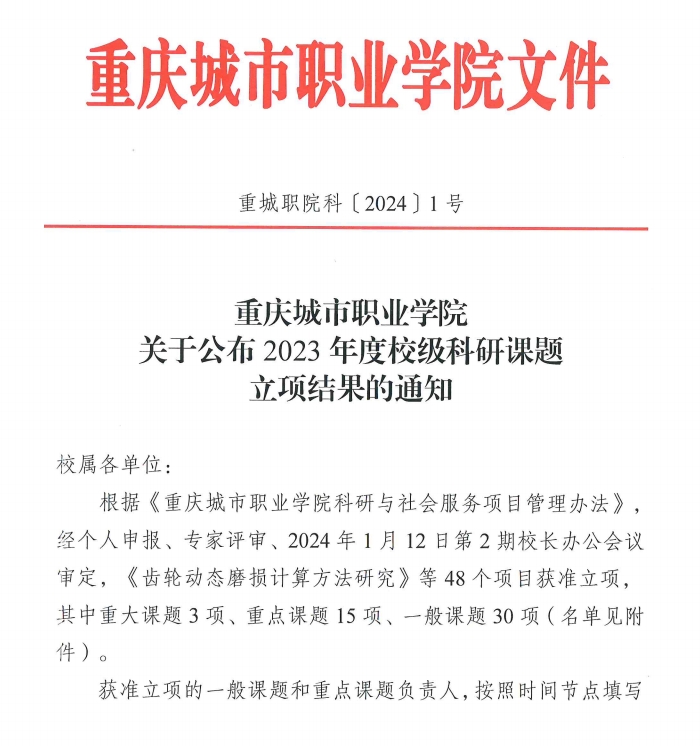 重慶城市職業(yè)學(xué)院·航空學(xué)院王陽(yáng)、馬世芳獲“重慶城市職業(yè)學(xué)院2023年度校級(jí)科研課題”立項(xiàng)